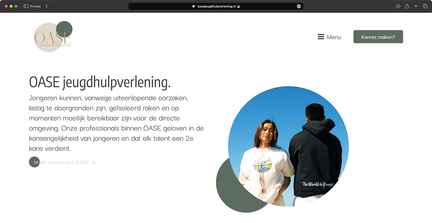 Oase Jeugdhulpverlening website screenshot